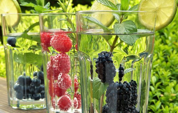 Berries in glasses of water